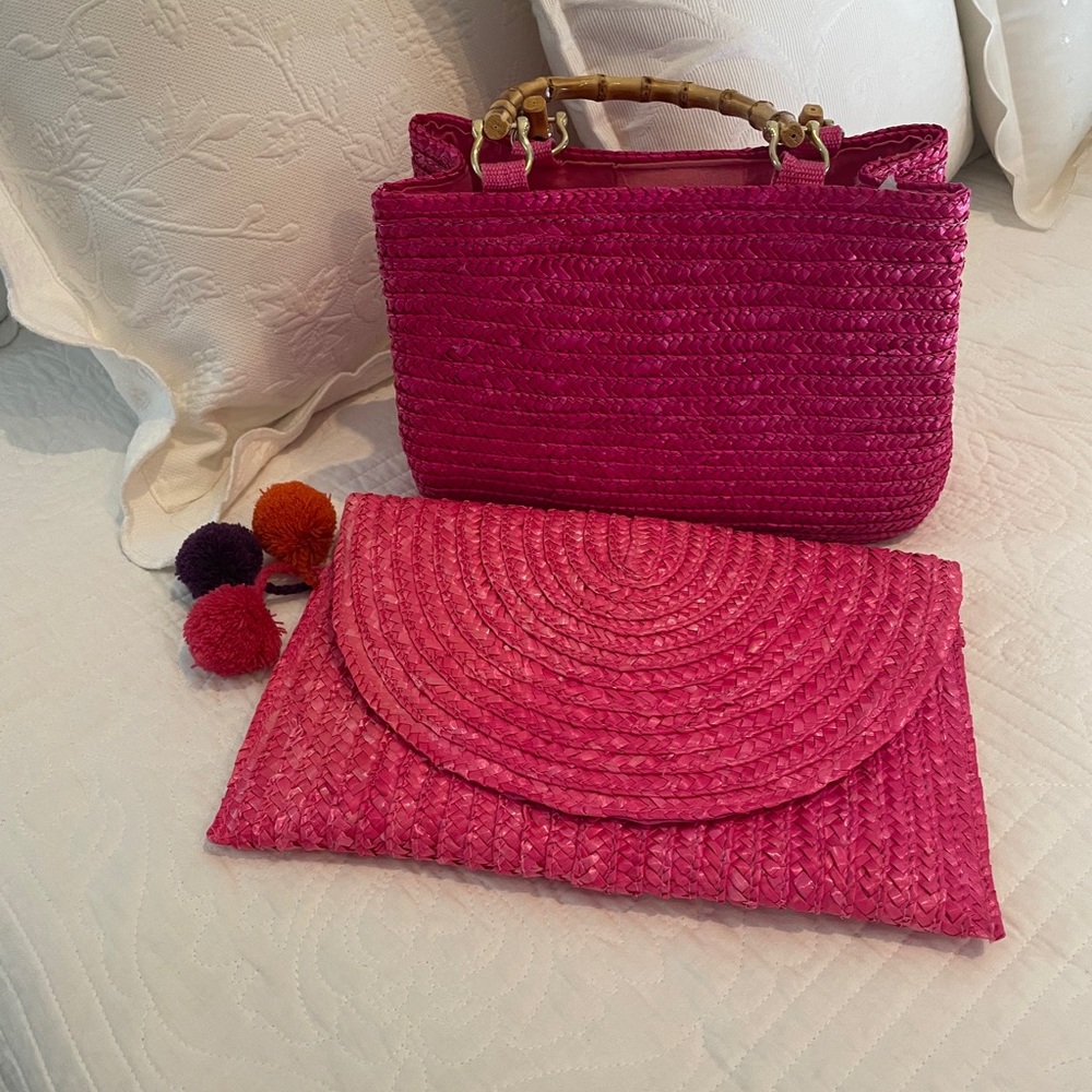 Sold already. Bundle 2 (Wheat Straw top handle and clutch bags)